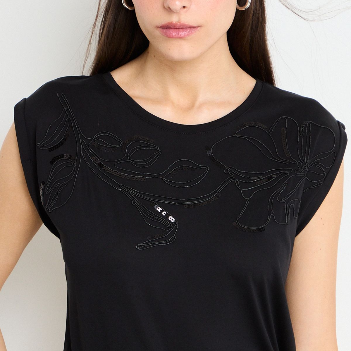 IO - Polera Manga Corta Mujer Negro iO