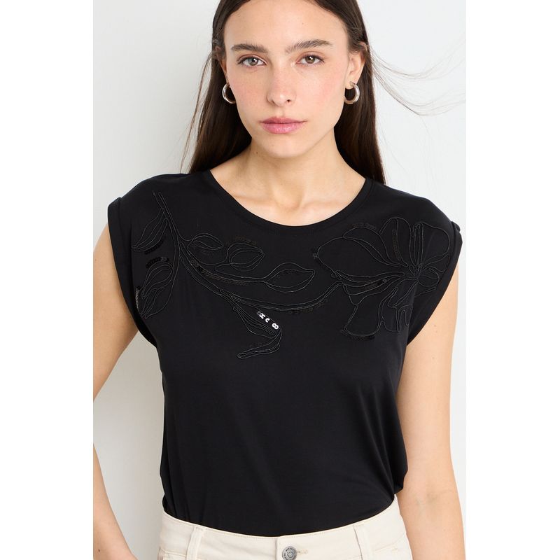 IO - Polera Manga Corta Mujer Negro iO