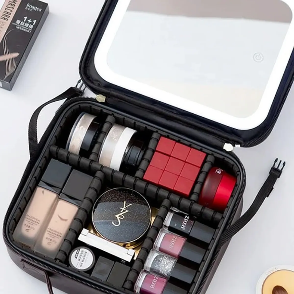 MOVI - Estuche de Maquillaje de Viaje con Espejo LED Iluminador