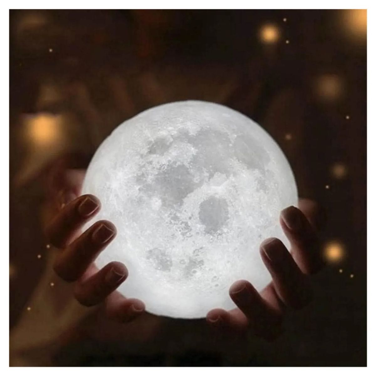 MOVI - Humidificador y Lámpara de Noche 3D Luna  con Luz Cálida y Fría