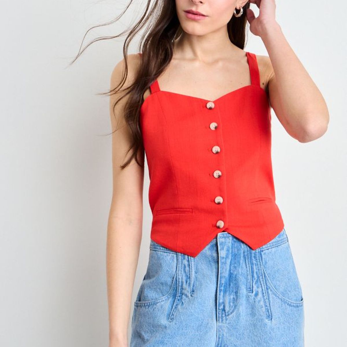 IO - Gilet Liso Mujer Rojo Io
