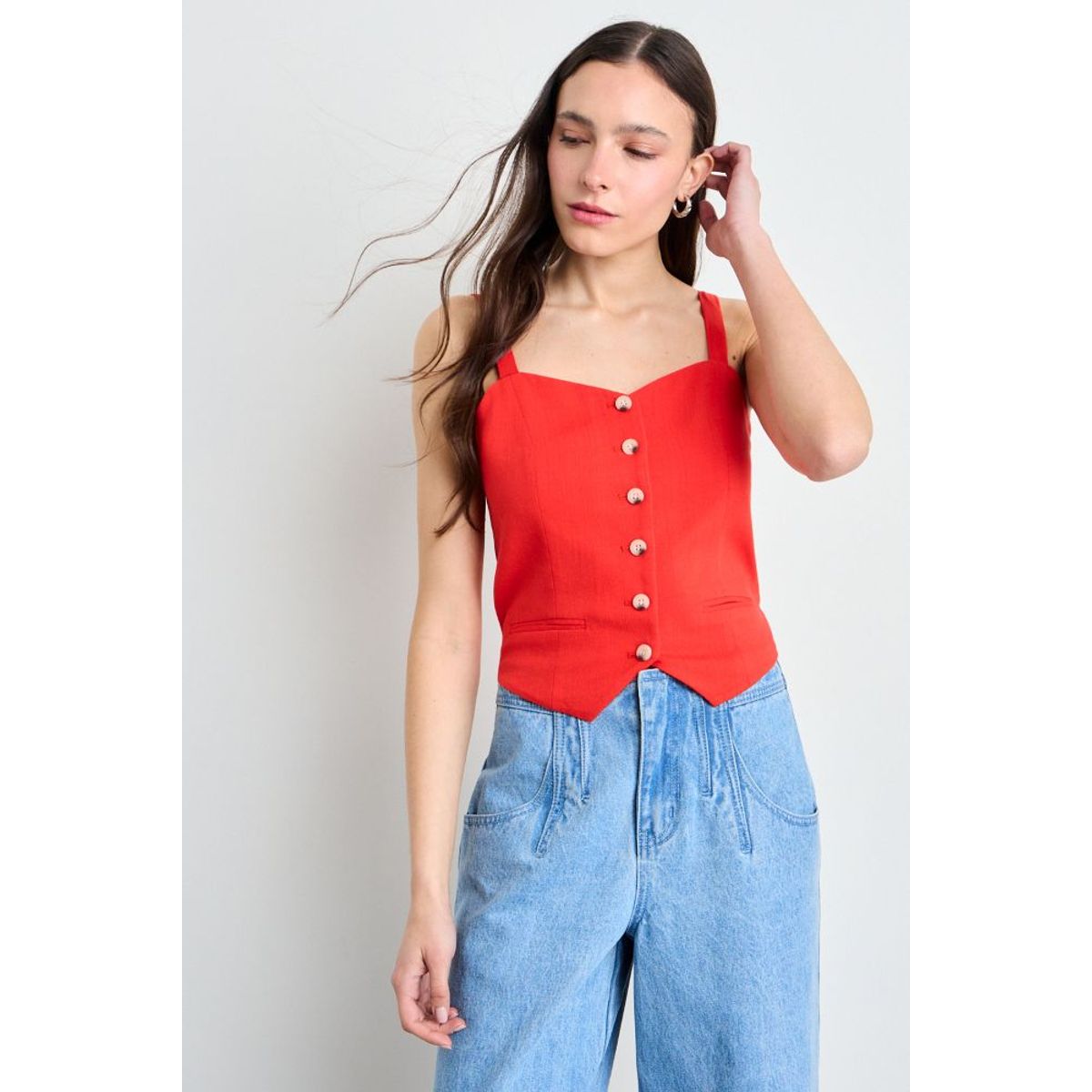 IO - Gilet Liso Mujer Rojo Io