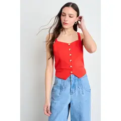 IO - Gilet Liso Mujer Rojo