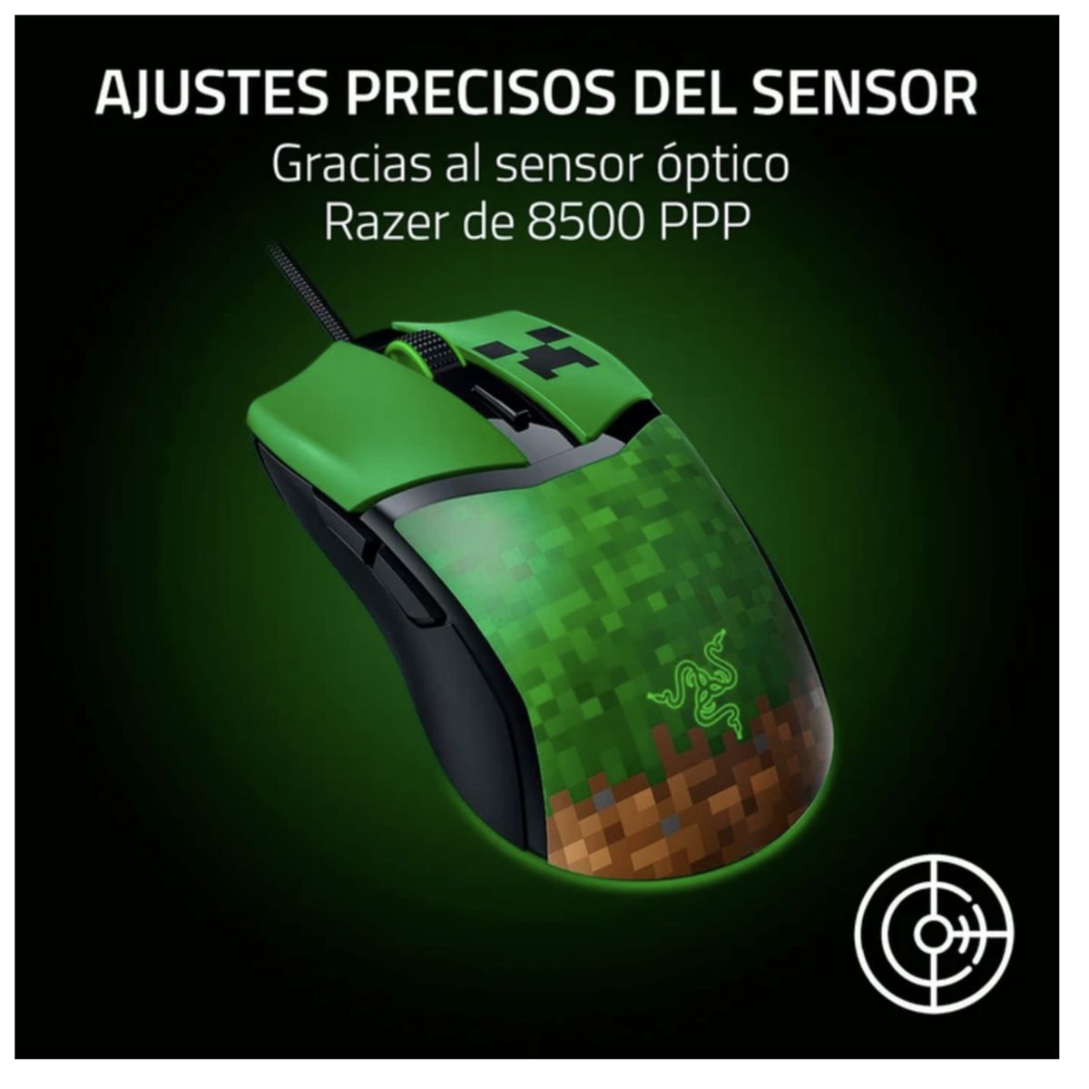 RAZER - Mouse Gamer Razer Cobra Usb Minecraft Edition Color Verde