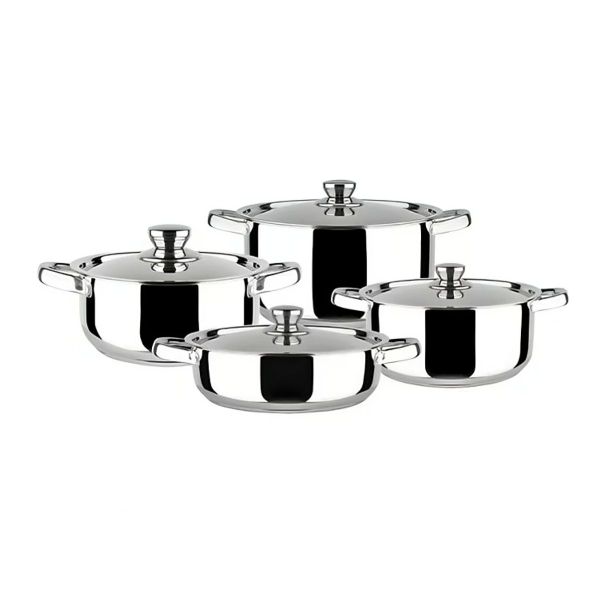 DORAL - JUEGO DE OLLAS 8 PIEZAS ACERO INOXIDABLE MALAGA DORAL