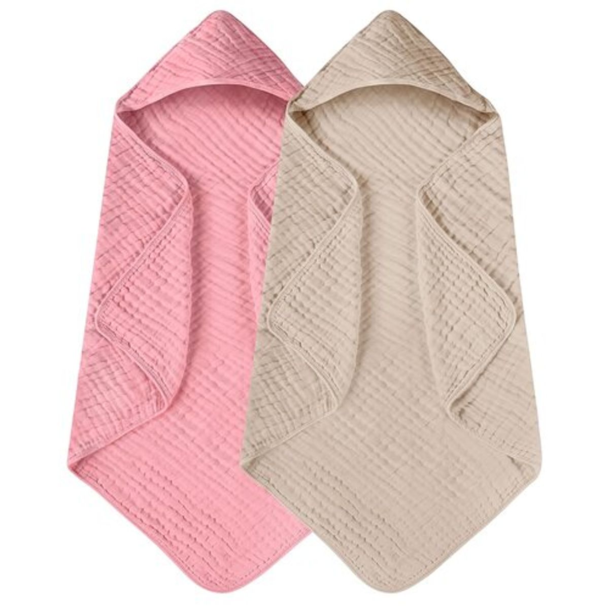 GENERICO - pack de 3 Toallas pambu algodon de muselina organica Hipoalergenico. Beige, Verde y Rosa.