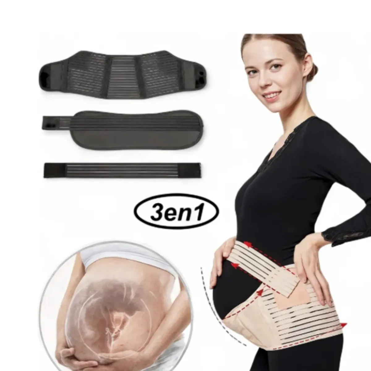 GENERICO - Faja Prenatal 3 En 1 Maternal Color Beige Talla Talla Unica