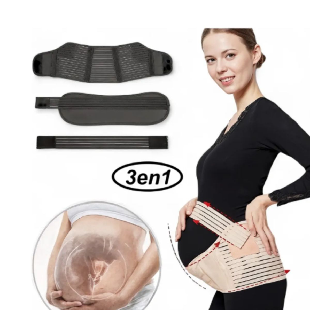 GENERICO - Faja Prenatal 3 En 1 Maternal Color Beige Talla Talla Unica