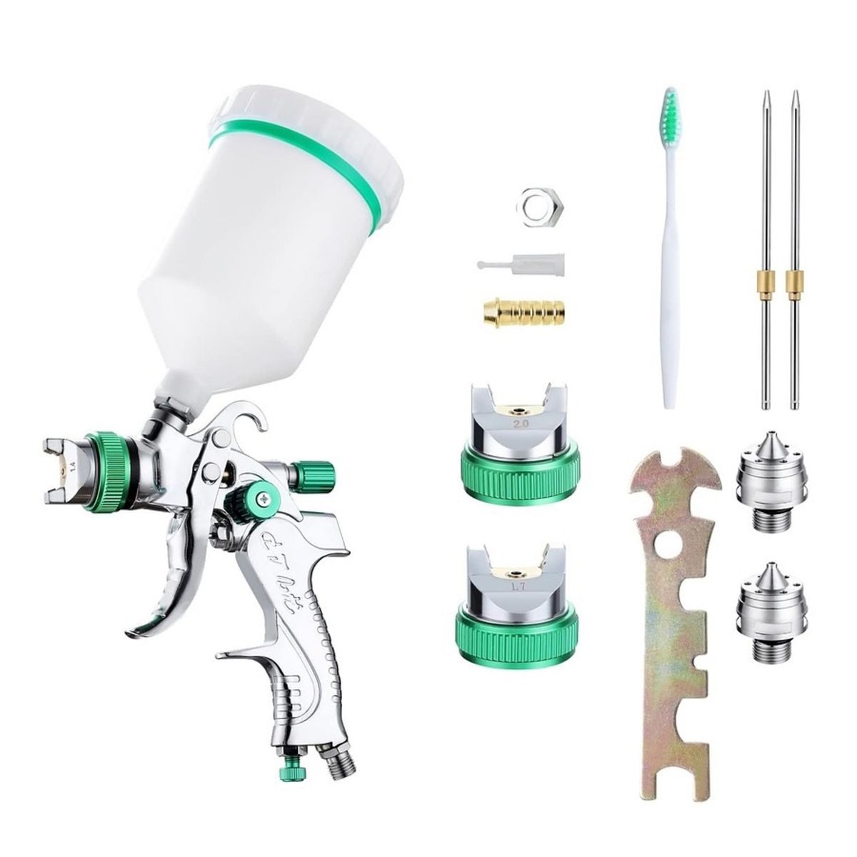 GENERICO - PISTOLA PINTAR + 3 BOQUILLAS 14A2MM PINTURA POR GRAVEDAD