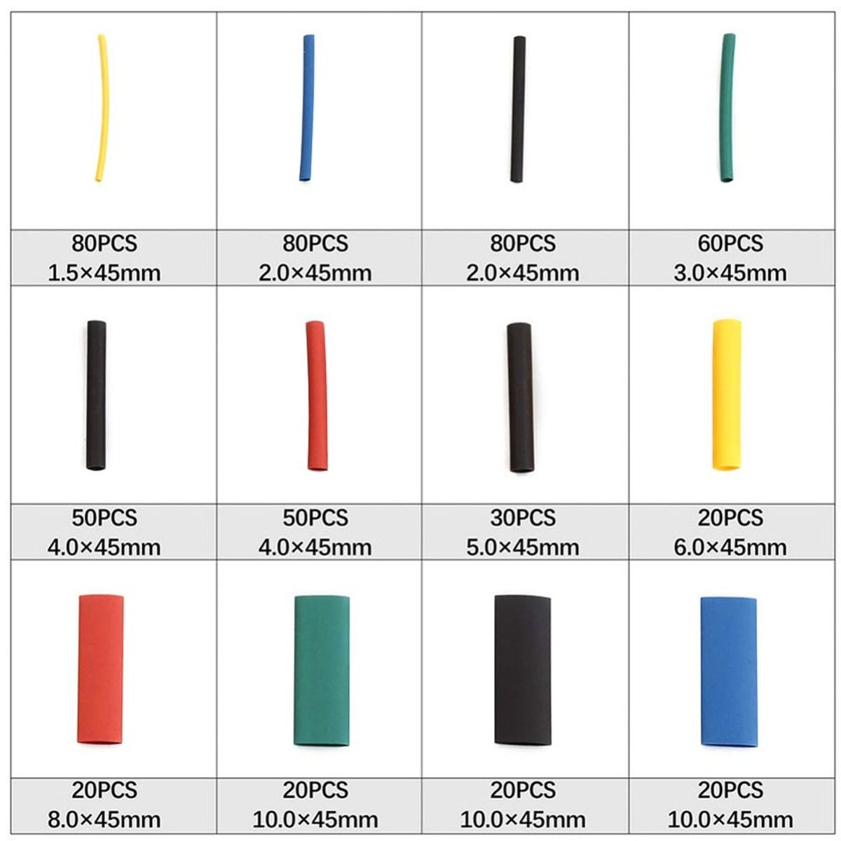 GENERICO - KIT TUBOS TERMORETRACTIL COLORES MIXTOS 530 PIEZAS
