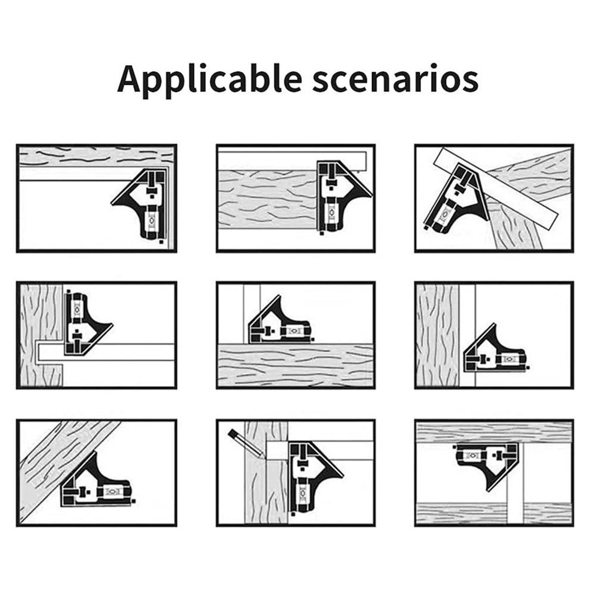 GENERICO - REGLA ANGULAR HERRAMIENTA DE MEDICIÓN COMBINADA 300MM