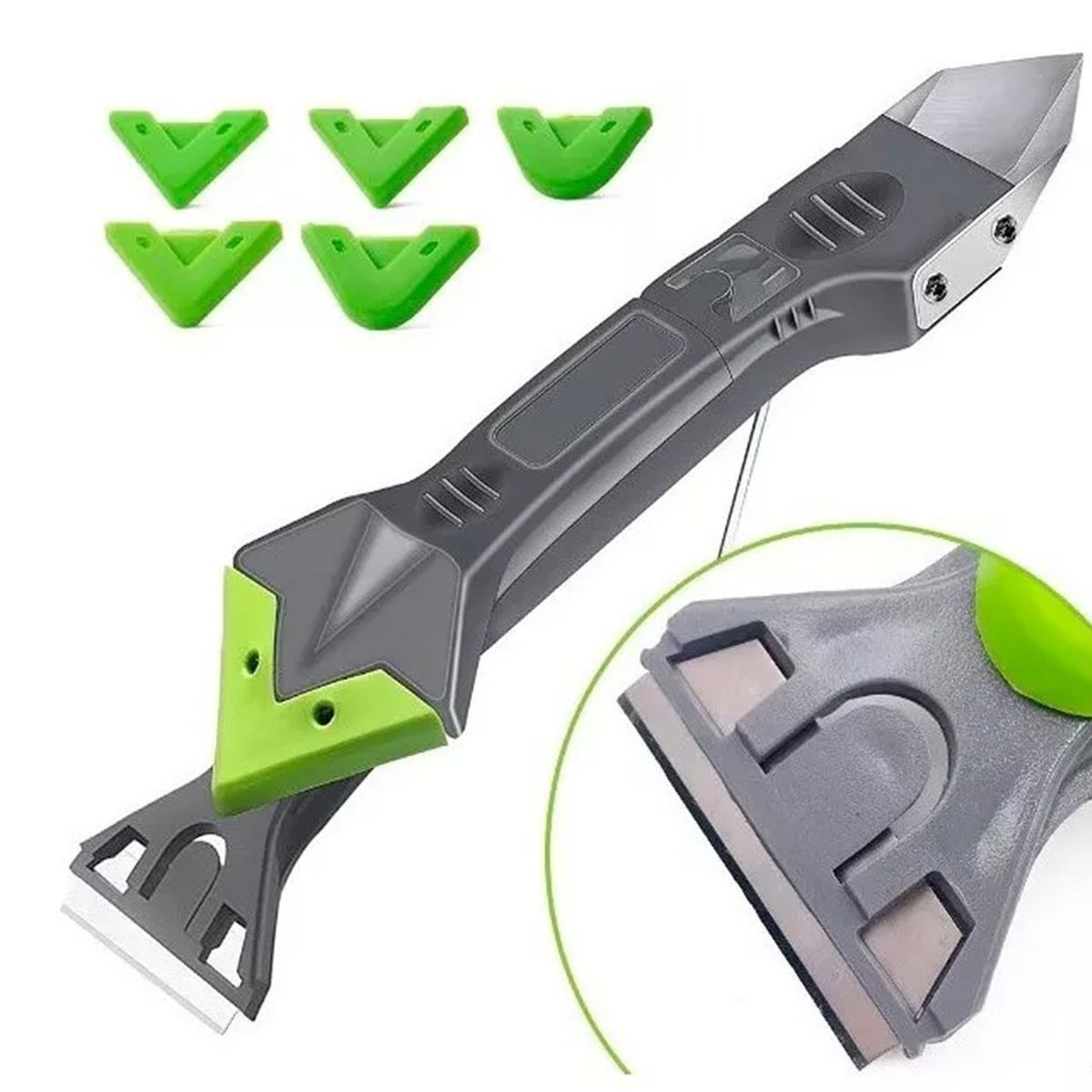 GENERICO - SELLADOR RASPADOR SILICONA REMOVEDOR DE CALAFATEO 5 EN 1