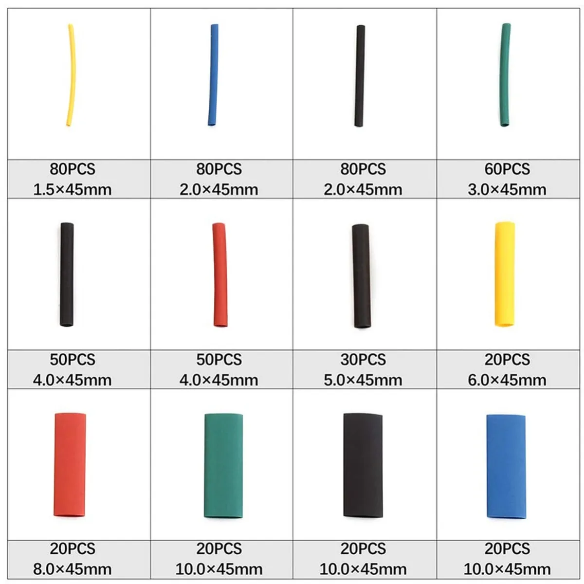 GENERICO - KIT TUBOS TERMORETRACTIL COLORES MIXTOS 530 PIEZAS