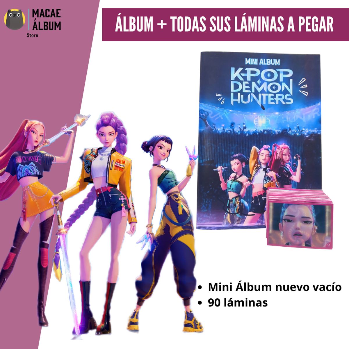 GENERICO - Mini Álbum Kpop Demon Hunter + Todas Sus Láminas A Pegar