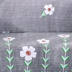 DIANA - FUNDA ELASTIZADA PARA SILLON 3+1+1 DISEÑO GRIS FLOR BLANCA