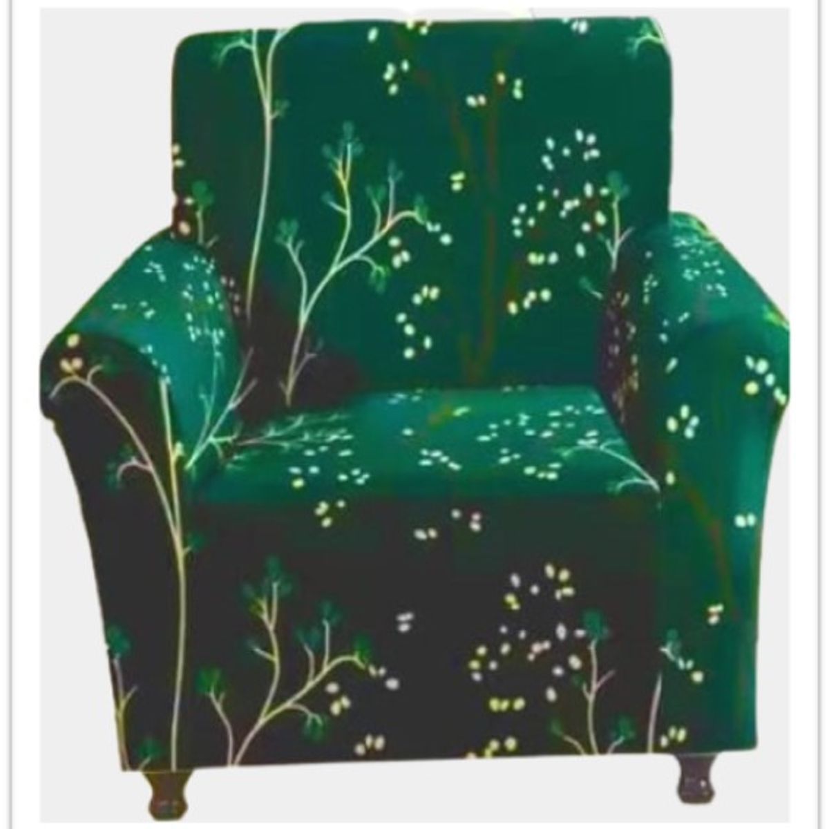 DIANA - FUNDA ELASTIZADA PARA SILLON 3+1+1 DISEÑO VERDE RAMAS