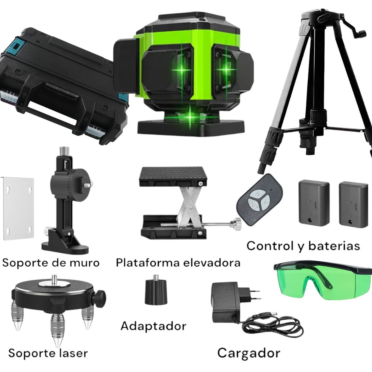 GENERICO - Nivel laser 12 Lineas Autoajustable con Tripode y Accesorios