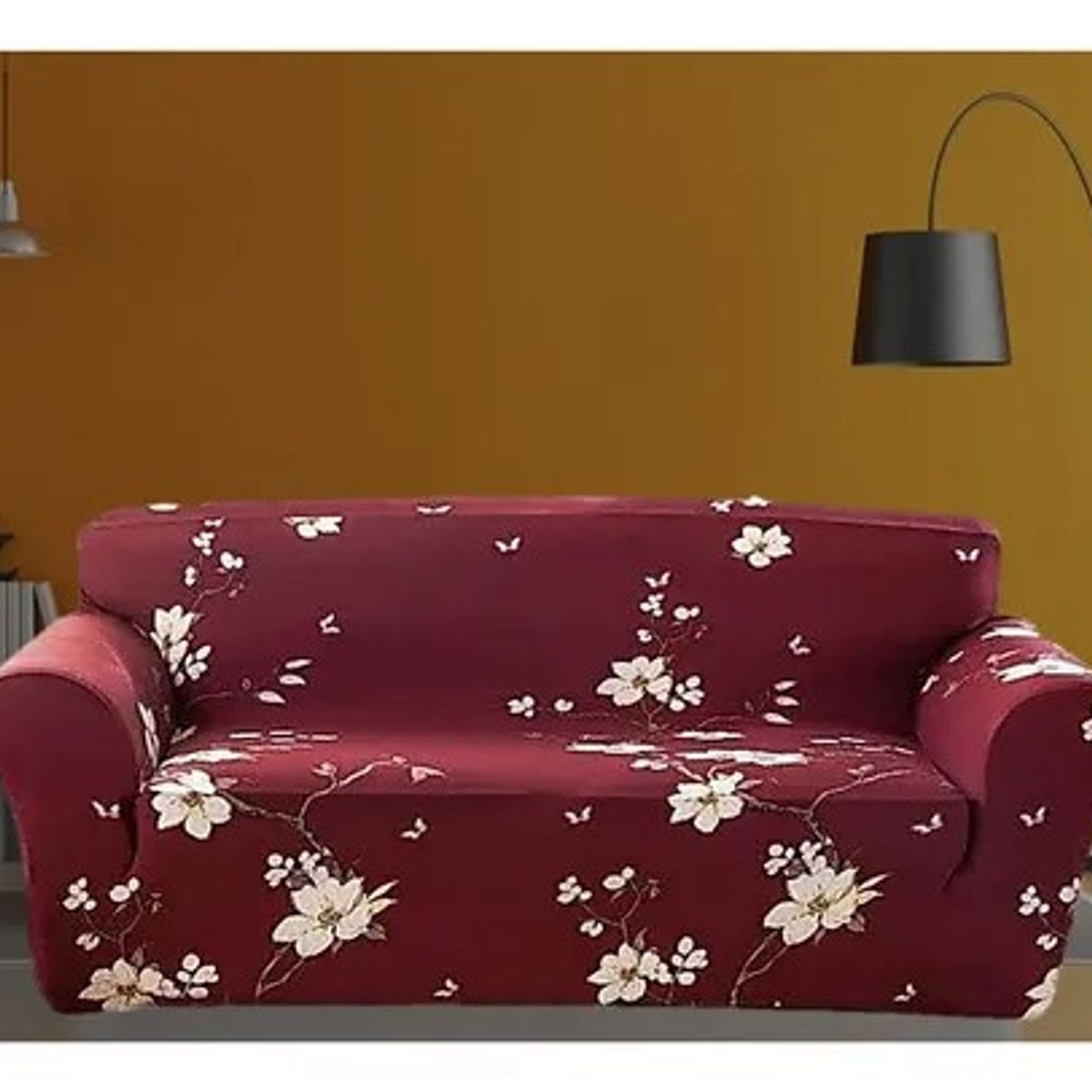 DIANA - FUNDA ELASTIZADA PARA SILLON 3+1+1 DISEÑO BURDEO FLOR