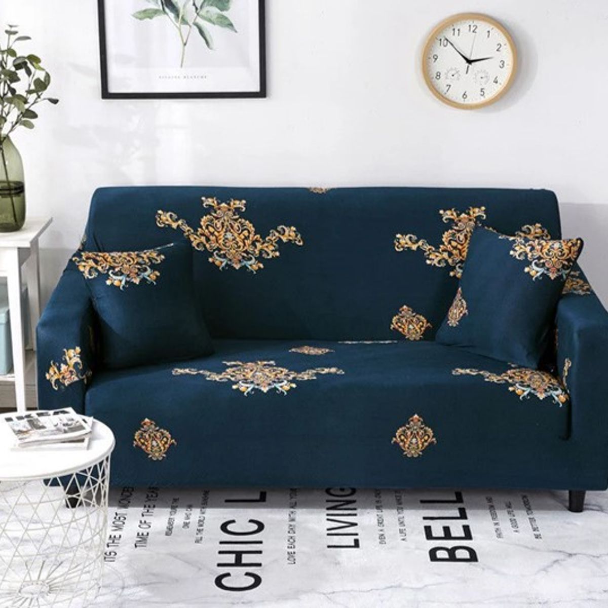 DIANA - FUNDA ELASTIZADA PARA SILLON 3+1+1 DISEÑO AZUL PETROLEO