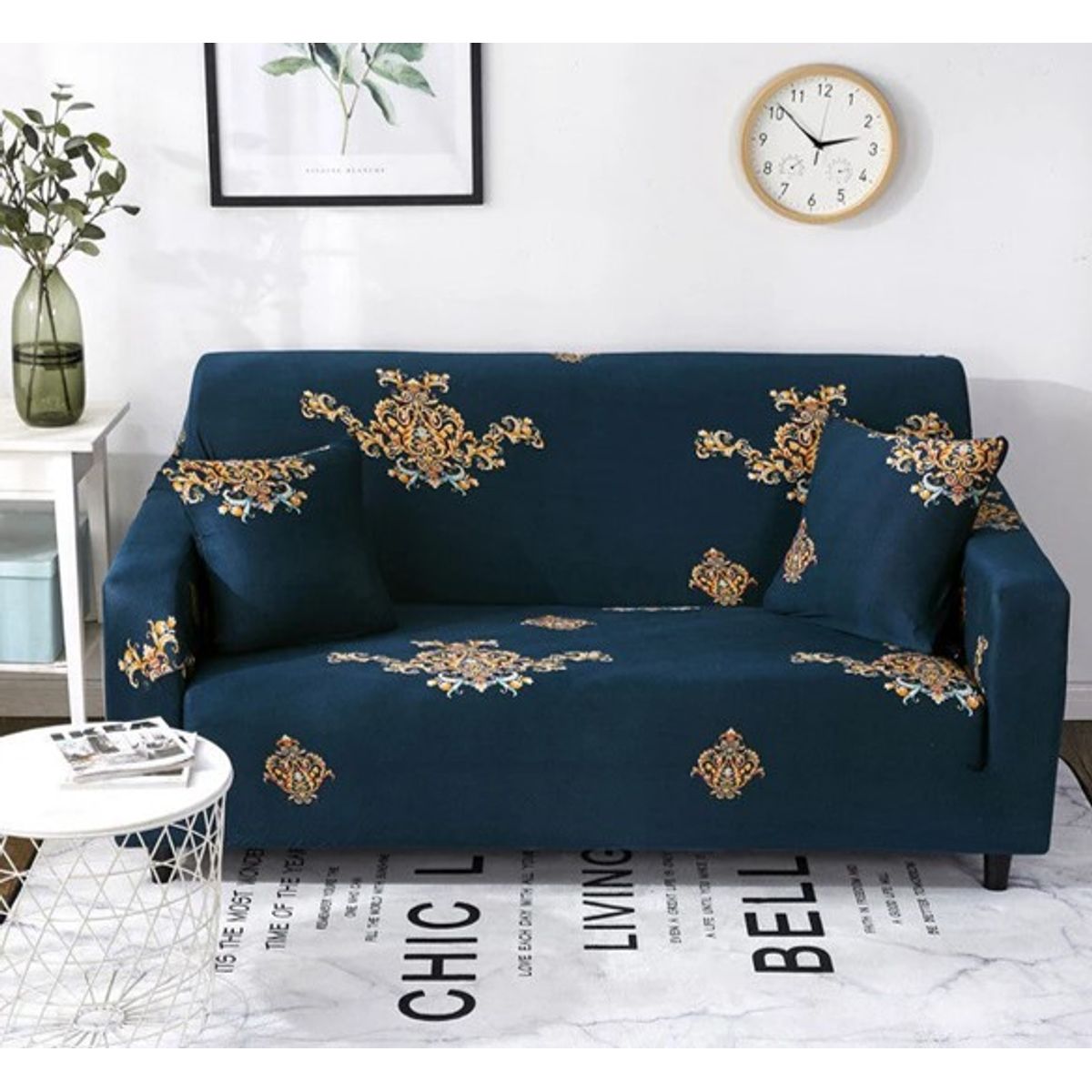 DIANA - FUNDA ELASTIZADA PARA SILLON 3+1+1 DISEÑO AZUL PETROLEO