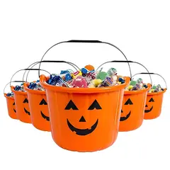 NO LOGO - 6 Cubo Calabaza Grande Dulces Halloween Balde Dulce O Truco
