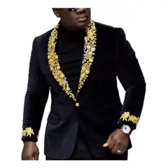 XPRESS RECHARGE - Blazer Negro con Dorado Elegante y Sofisticado para Eventos o Fiestas