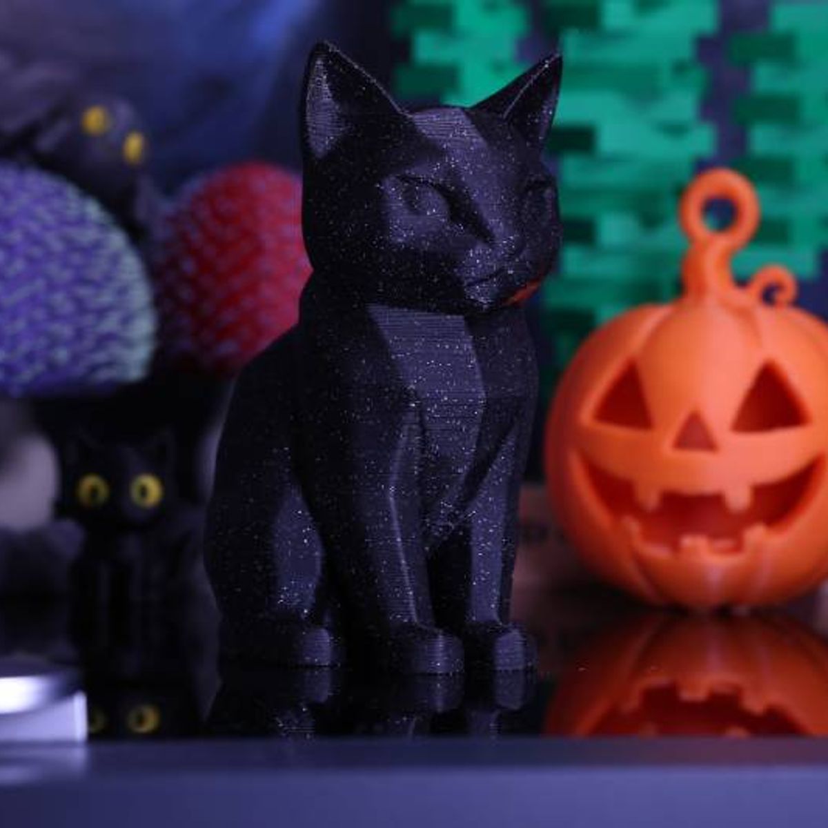 GENERICO - Figura decorativa Gato negro estilo poligonal