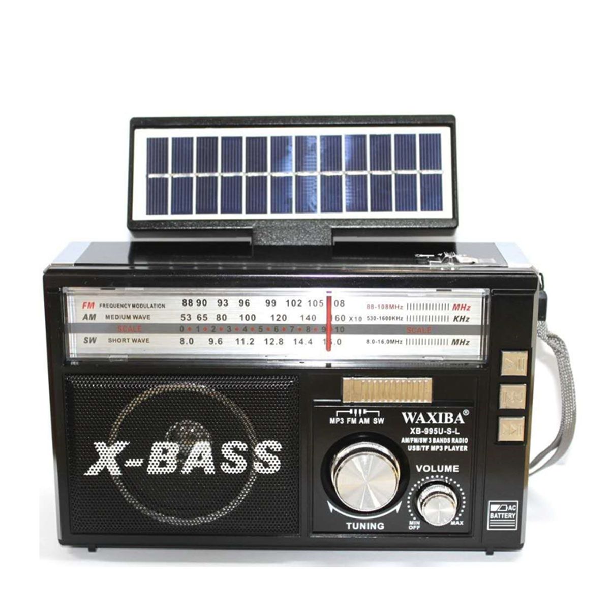 MOVI - Radio Portátil Solar X-BASS  Bocina Multifunción con Linterna LED