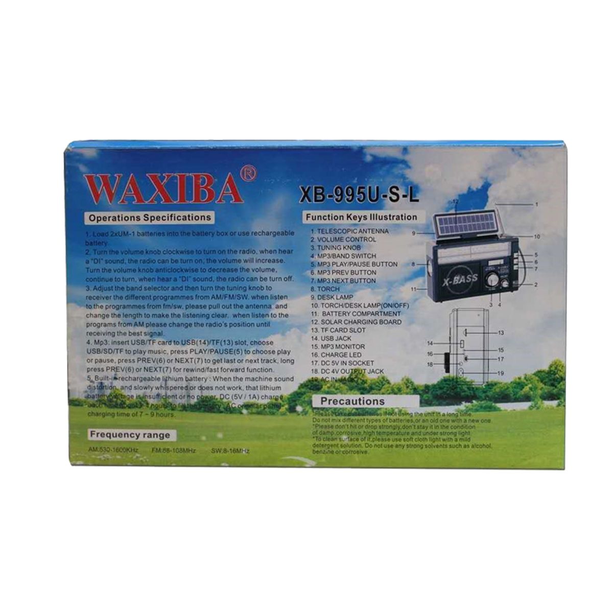 MOVI - Radio Portátil Solar X-BASS  Bocina Multifunción con Linterna LED