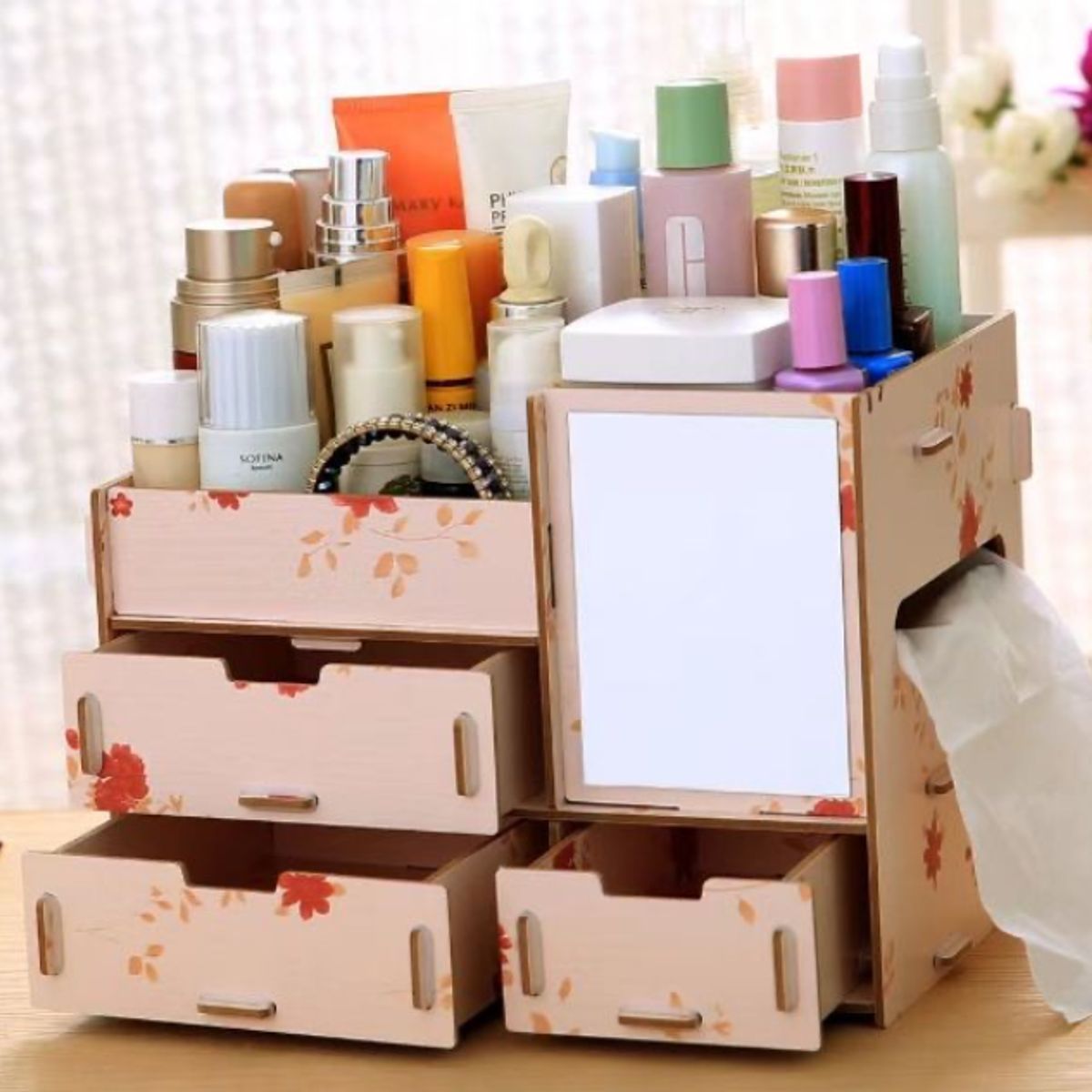 GENERICO - Caja Organizadora De Maquillaje Y Cosméticos En Madera