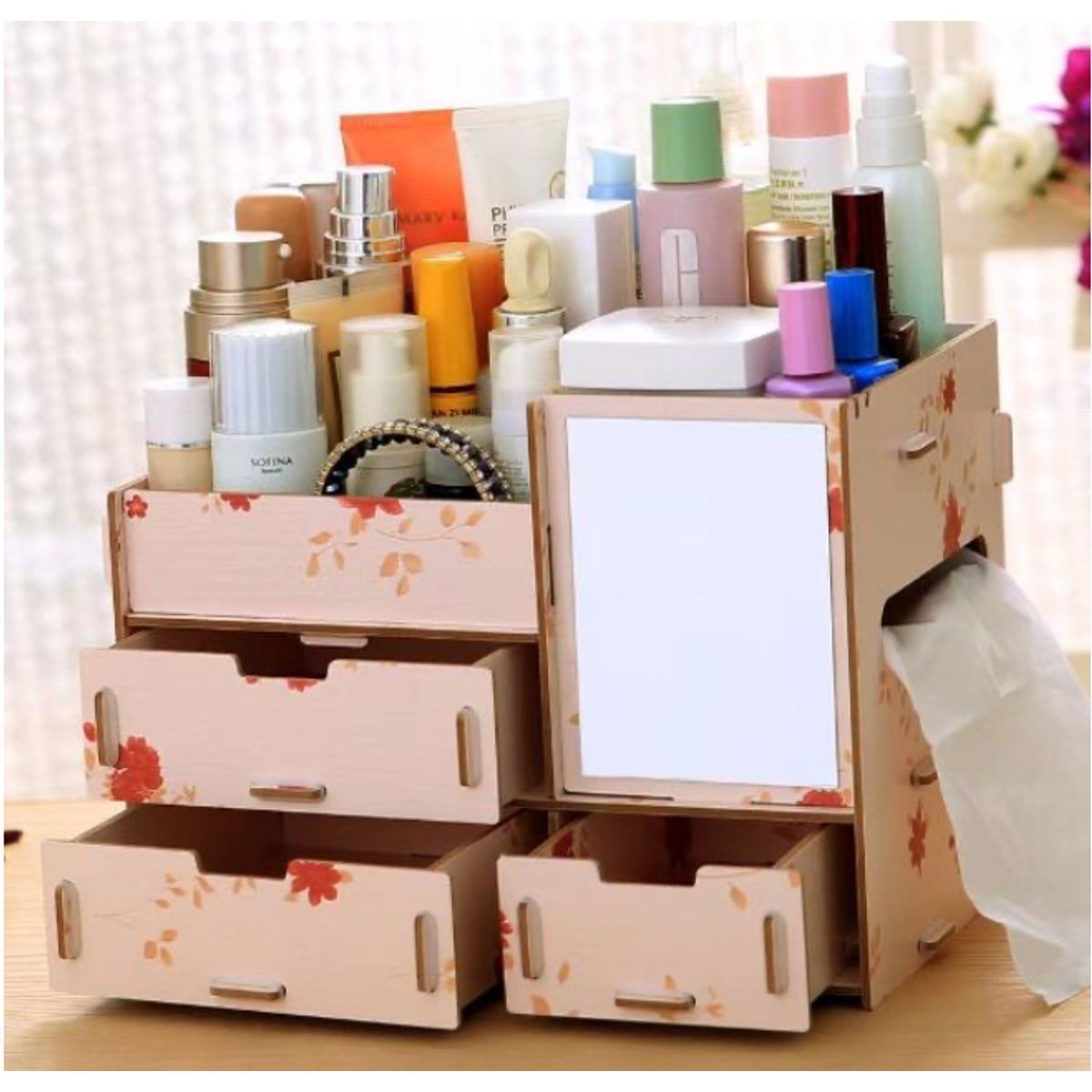 GENERICO - Caja Organizadora De Maquillaje Y Cosméticos En Madera