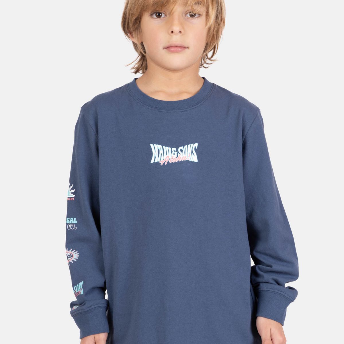 MAUI AND SONS - Polera ML Sharky Celeste Infantil Maui And Sons