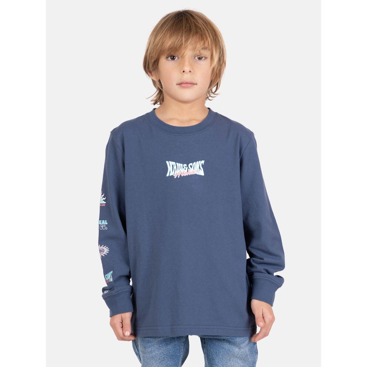 MAUI AND SONS - Polera ML Sharky Celeste Infantil Maui And Sons