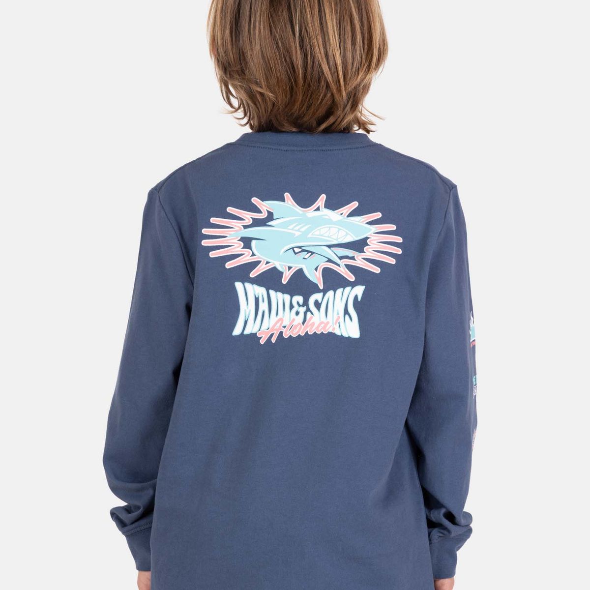 MAUI AND SONS - Polera ML Sharky Celeste Infantil Maui And Sons