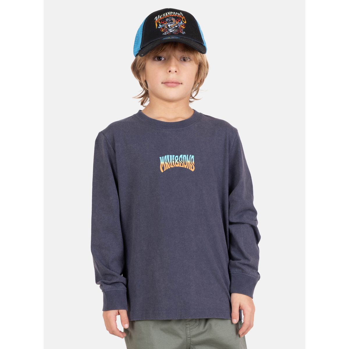 MAUI AND SONS - Polera Splashy ML Azul Infantil Maui And Sons