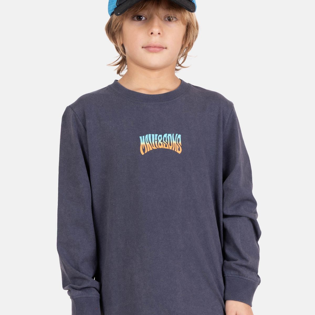 MAUI AND SONS - Polera Splashy ML Azul Infantil Maui And Sons