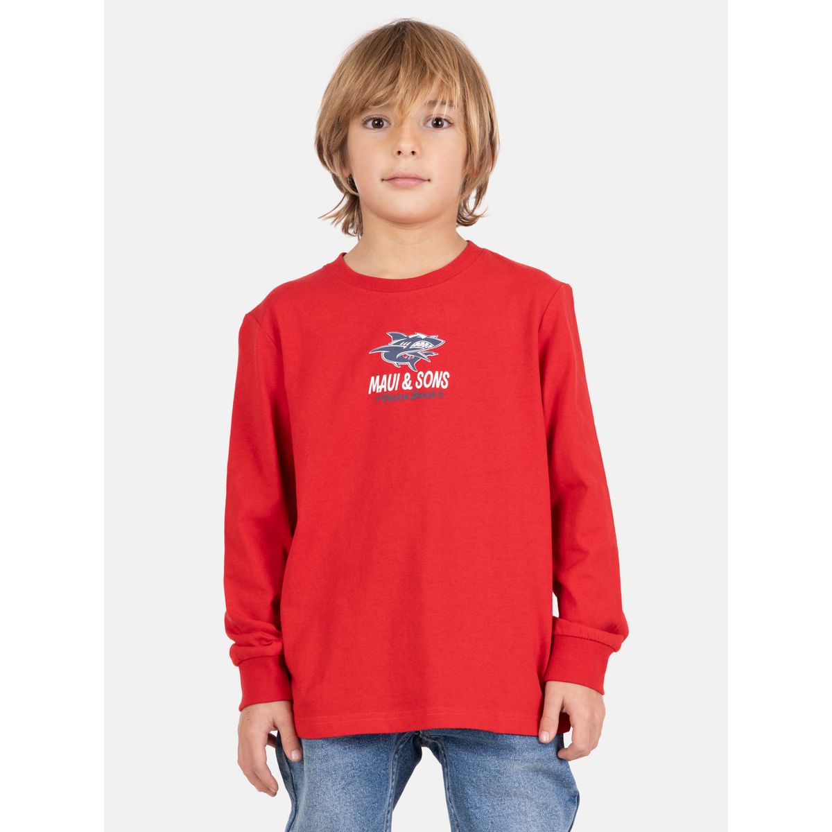 MAUI AND SONS - Polera ML Driftor Rojo Infantil Maui And Sons