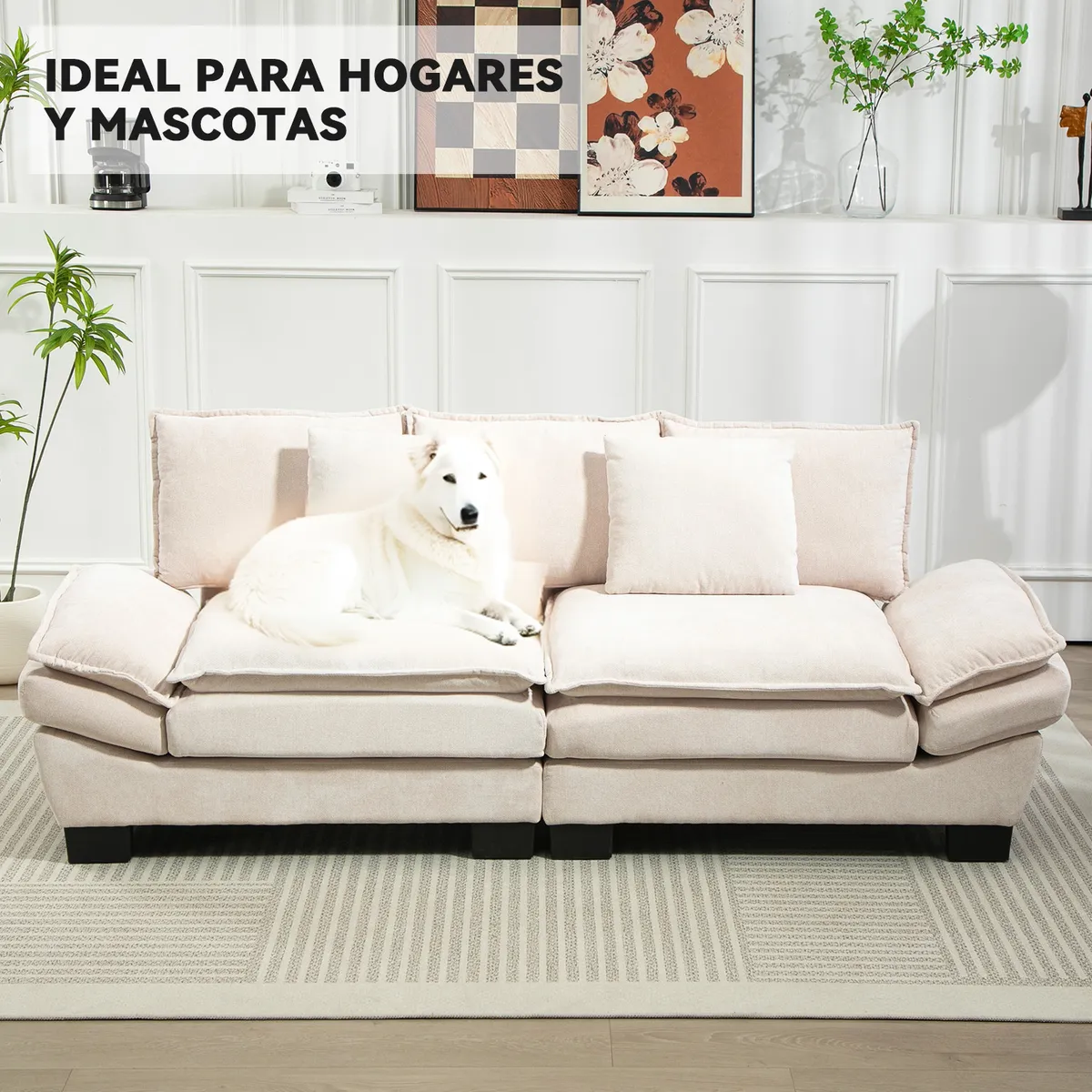 Sofá 3 Cuerpos Mariana en Chenille Gris - 225x82x80 cm, marca ELEMENT DESIGN - Foto 2