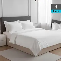 GENERICO - JUEGO DE SÁBANAS BLANCAS 1 PLAZAS