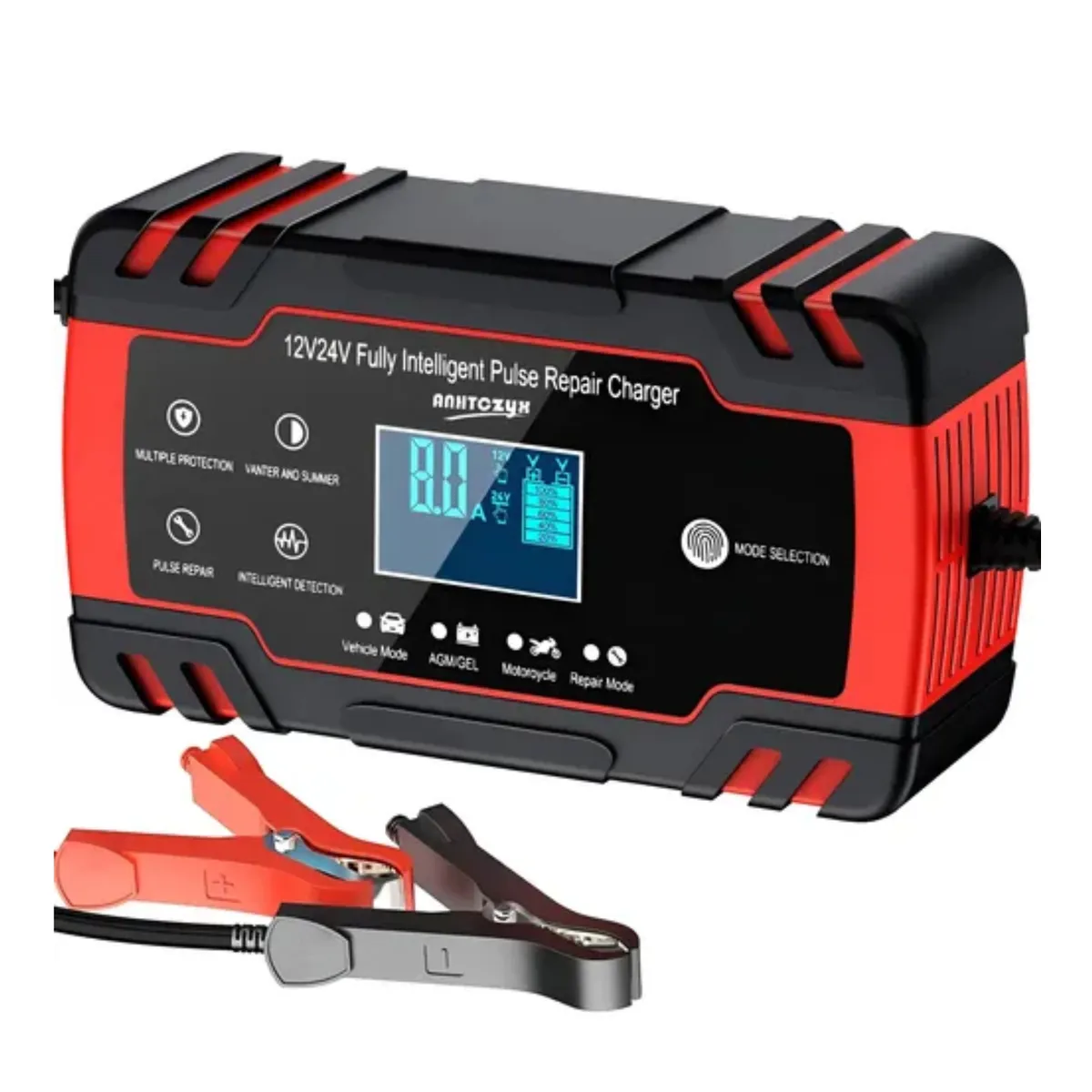 CRUSEC - Cargador Batería 12V 10A Auto Moto Carga Rapida Inteligente