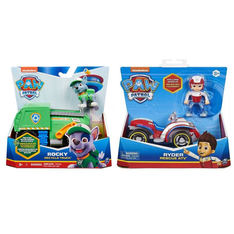 PAW PATROL - Pack Vehículo Básico Paw Patrol Rocky + Ryder