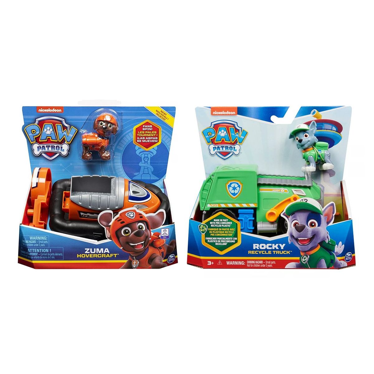 PAW PATROL - Pack Vehículo Básico Paw Patrol Rocky + Zuma