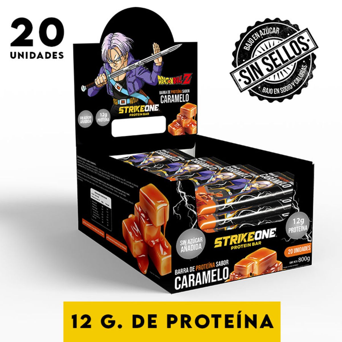 STRIKE ONE - Barra de proteina Caramelo 20 unidades - 40 gr - StrikeOne