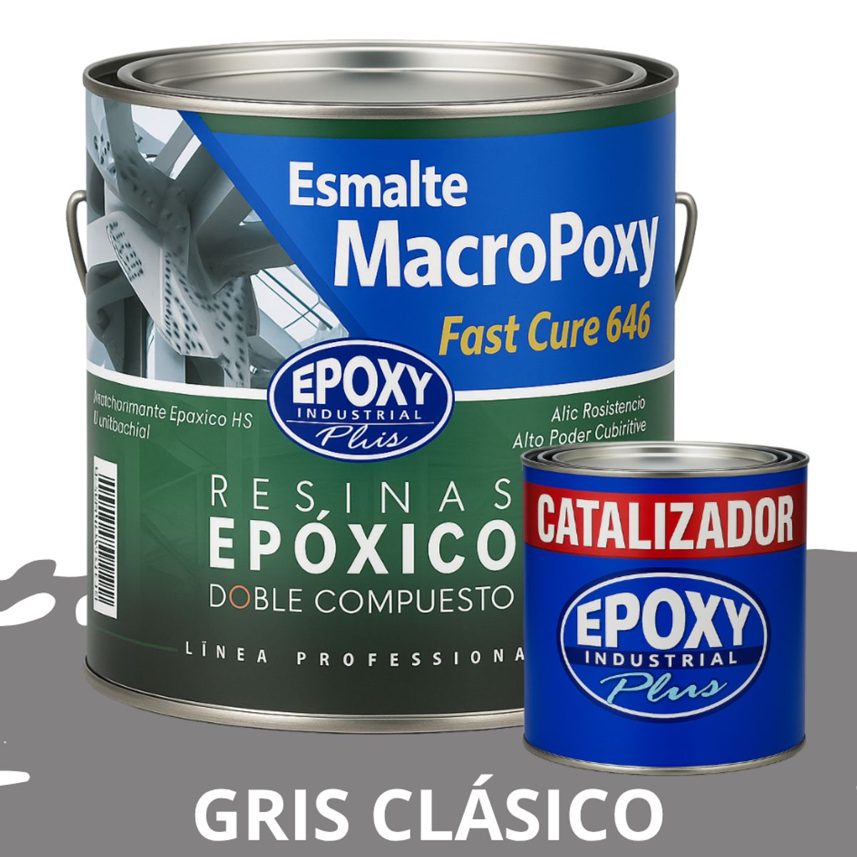 EPOXY - MACROPOXY  Pintura epoxica Multisuperficies 2K - KIT GALON GRIS