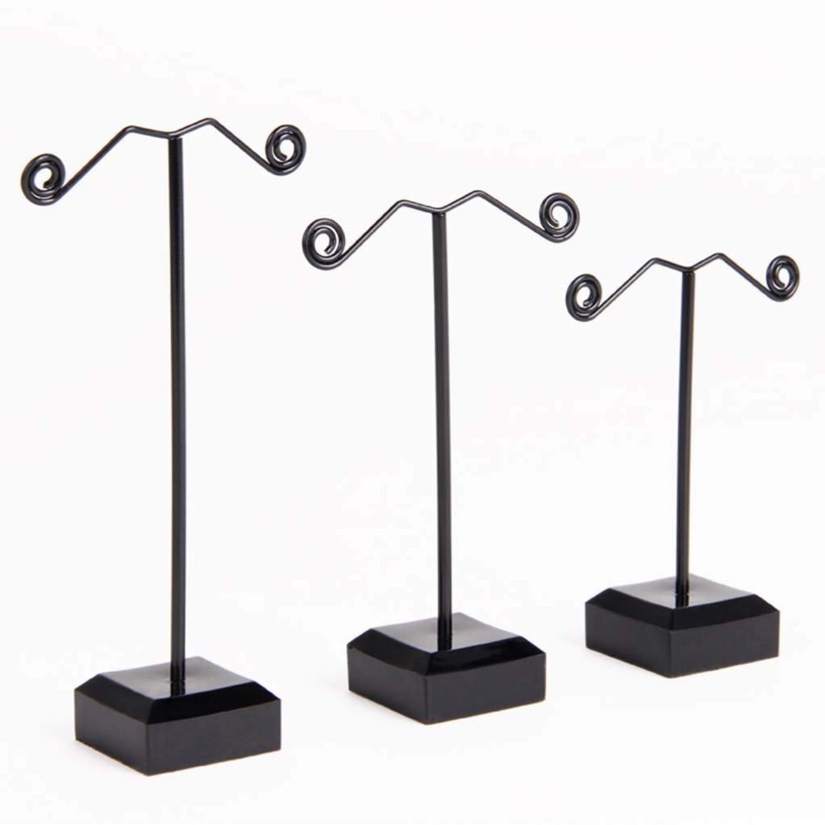 GENERICO - Pack de 3 Porta Aros Metálico con Base Acrílica Negro Gms