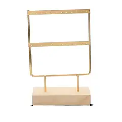 GENERICO - Organizador de Aretes Dorado con Base de Madera Pequeño Gms