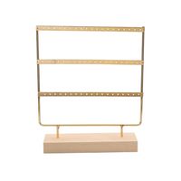 Organizador de Aretes Dorado con Base de Madera Grande Gms