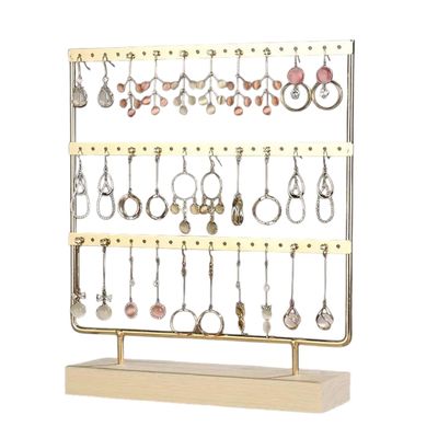 Imagen 2 del producto Organizador de Aretes Dorado con Base de Madera Grande Gms