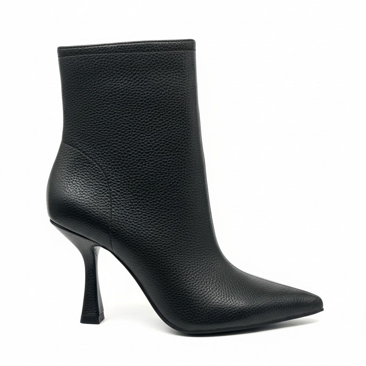 BOVINITA - Tacon Botin Mujer Negro Aguja Elegante Punta Fina Caña Media