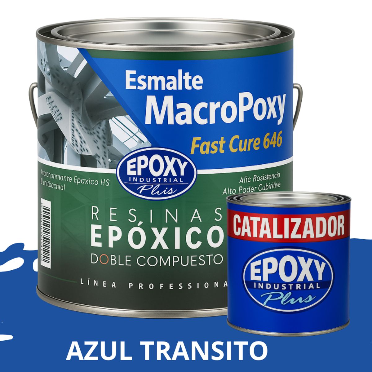 EPOXY - MACROPOXY  Pintura epoxica Multisuperficies 2K - KIT GALON AZUL TRANSITO